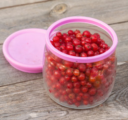 Red currants in glass jarl