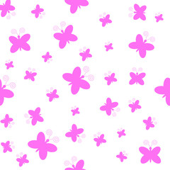 Pink butterflies on white background