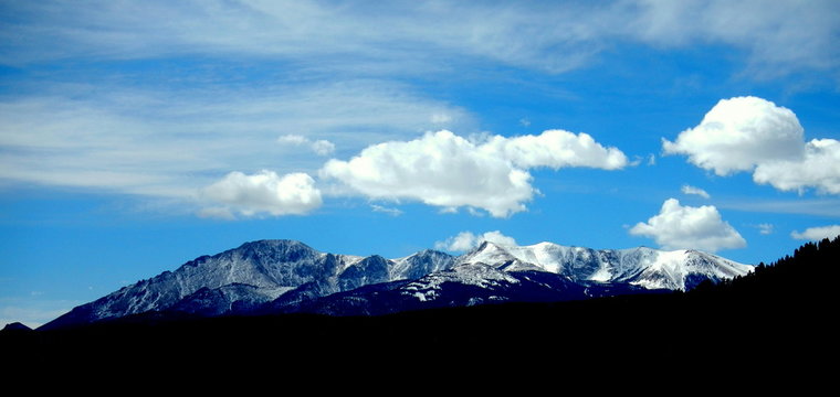 Pikes Peak Snow Covered Mountain Range