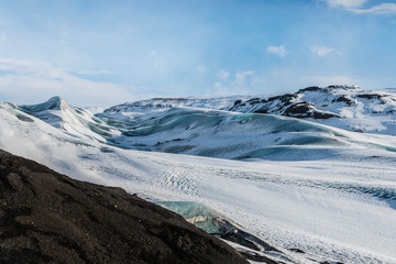 Iceland glacier myrdalsjokull landscape panorama snow and ice in winter - 132770312