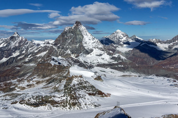 Panoramic view of mount Matterhorn, Canton of Valais, Alps, Switzerland 