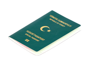Special Passport with green cover isolated on white