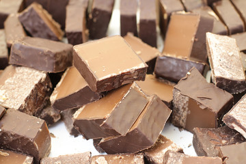 Chocolate covered fudge on the street market