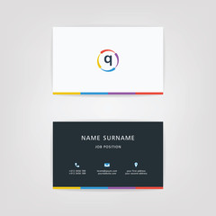 Naklejka premium Q Simple Alphabet Business Card