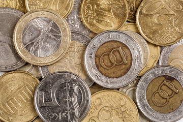 Coins pile (euros and cents)