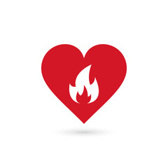 heart in fire symbol, vector