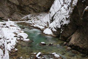 Partnach Gorge in winter time. Garmisch-Partenkirchen. Germany.