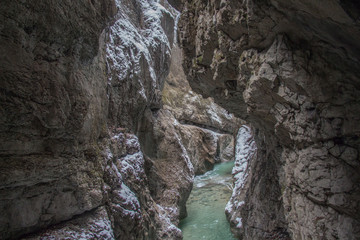 Obraz premium Partnach Gorge in winter time. Garmisch-Partenkirchen. Germany.