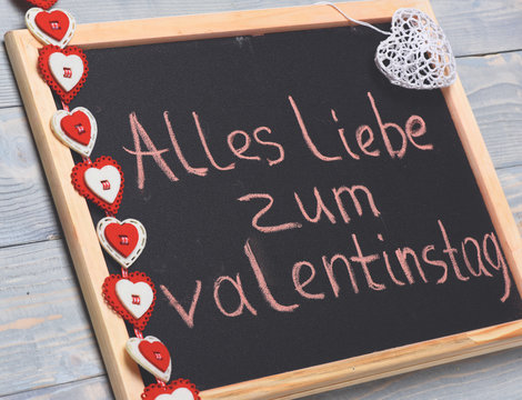 "Alles liebe zum valentinstag" painted by chalk