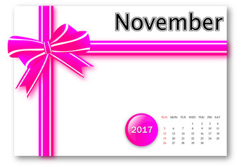 November 2017 - Calendar series with gift ribbon design