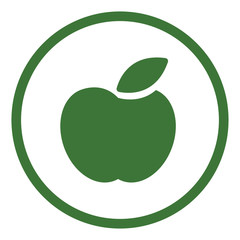 apple fruit with leaf icon green simple in circle