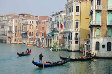 Fototapeta na wymiar Gondolas in Grand Canal - Venice - Italy