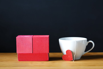 Coffee cup with wooden blocks