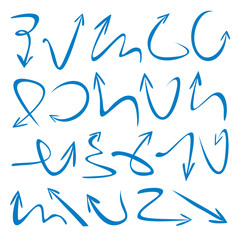 Set of blue arrows. Vector Illustration.