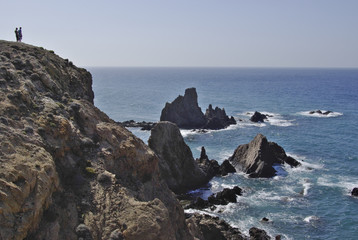 Fototapeta na wymiar The wild coastline of Cabo the Gata, in Andalusia.