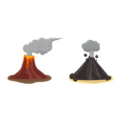Volcano set vector illustration.