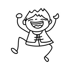 hand drawing cartoon character Happy Chinese New Year