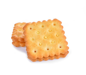 Cheese cream cracker isolated on white background.