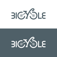 Typographic bicycle logo. Vector illustration.