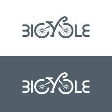 Typographic bicycle logo. Vector illustration.