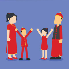 chinese family illustration design