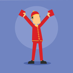 chinese boy holding hong bao