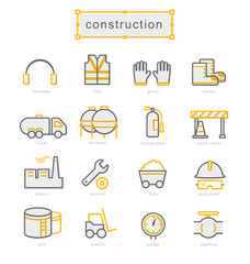 Thin line icons set, Construction