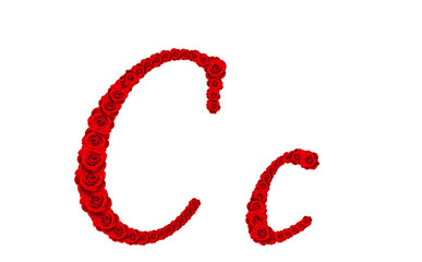 Rose alphabet - Alphabet letter C and c made from red rose bloss