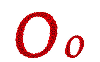 Rose alphabet - Alphabet letter O and o made from red rose bloss