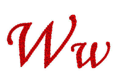 Rose alphabet - Alphabet letter U and u made from red rose bloss