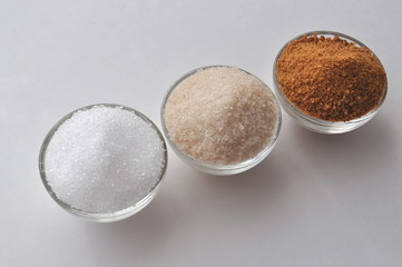 Alternative sweeteners and sugar substitutes - coconut bud sugar, xylitol, cane sugar, maple syrup and honey
