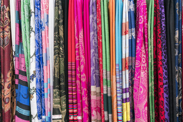 Close up cloths multicolored in the market