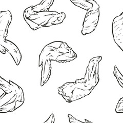 Chicken wing pattern including seamless on a white background