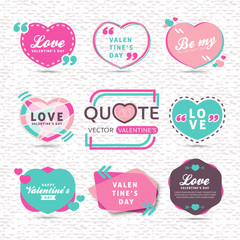 vector set of valentines day Creative quote text template with Heart Shaped colorful background