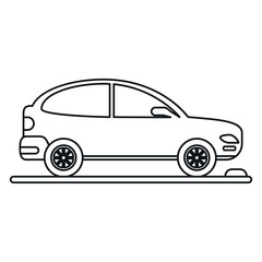 car coupe parking lot linear vector illustration eps 10