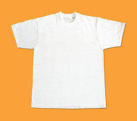 White T-shirt isolated on colored background.
