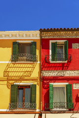 Colorful house in Burano island, Venice, Italy.