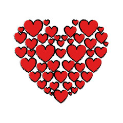 Obraz na płótnie Canvas drawing red hearts love vector illustration eps 10