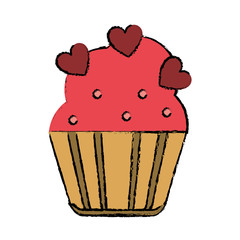 drawing cup cake love hearts vector illustration eps 10