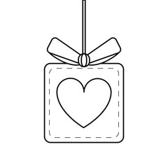 Obraz premium gift box heart love present hang line vector illustration eps 10