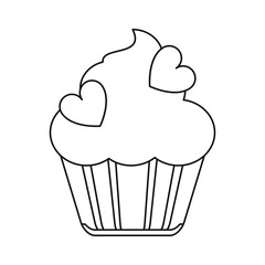 cup cake love line vector illustration eps 10