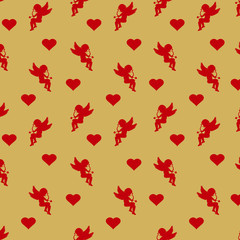 pattern with cupid and heart. Wrapping paper. Valentine's Day