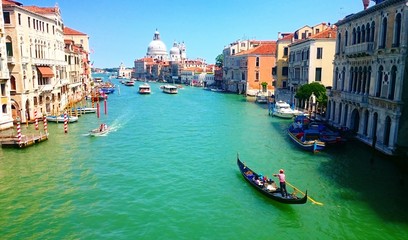 Fototapeta na wymiar Gondola on grand Canal in Venice, Italy.
