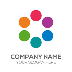 Five colorful circle logo vector 