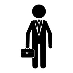 silhouette character business man with suit portfolio vector illustration eps 10