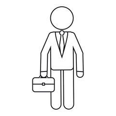 character business man with suit portfolio outline vector illustration eps 10