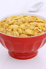 Healthy corn flakes breakfast