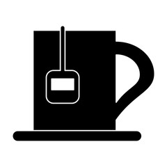 silhouette cup tea hot break office work vector illustration eps 10