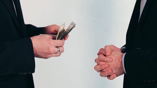 Greedy businesswoman want all money from man briber, closeup