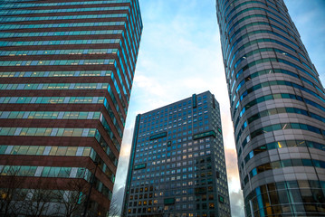 BIJLMER ARENA, NETHERLANDS - JANUARY 03, 2017: Modern architecture of business city. Biljlmer Arena (Amsterdam) - Netherlands.